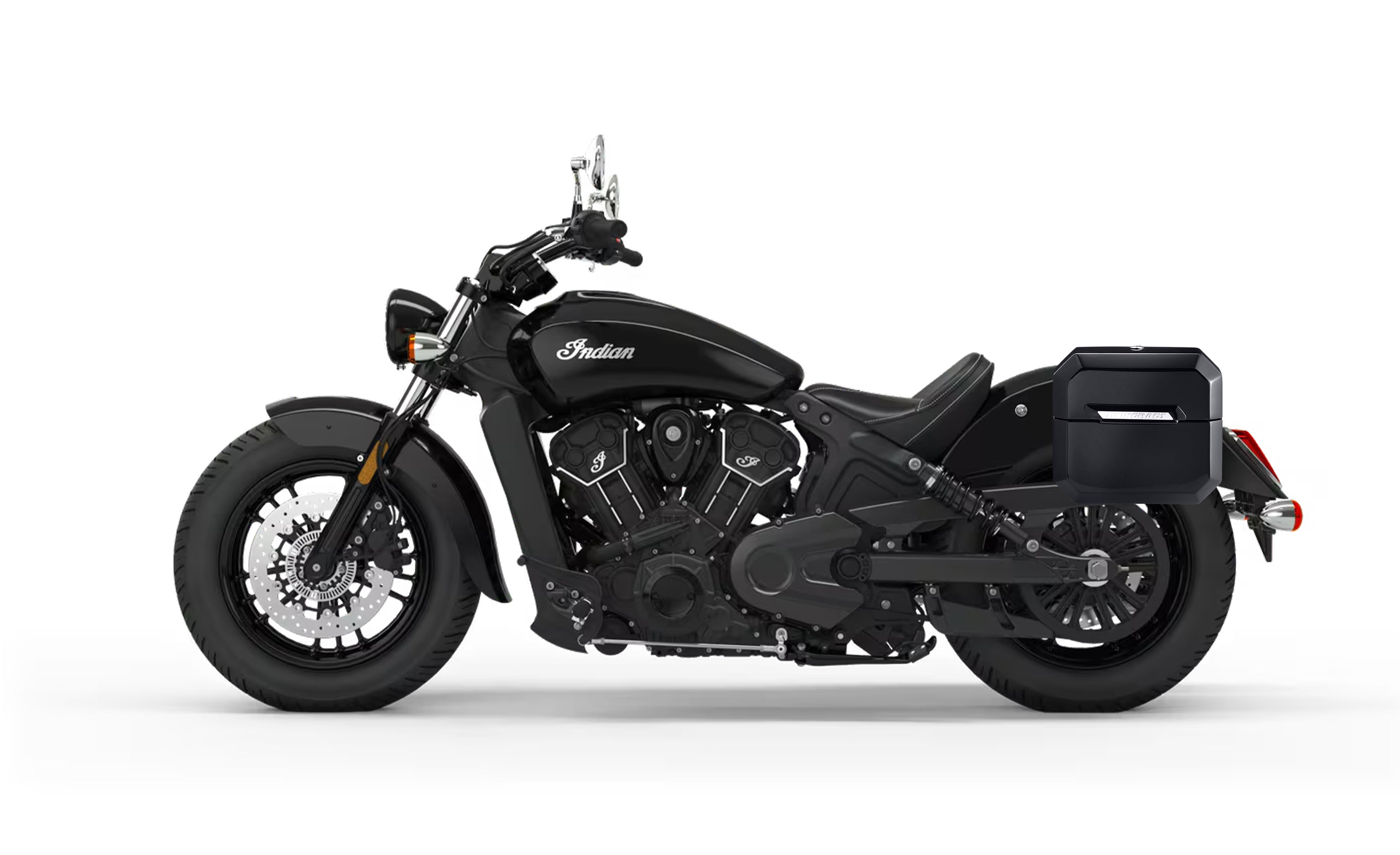 10L - Outlaw Quick Mount Medium Indian Scout Sixty Painted Hard Solo Saddlebag (Left Only) Bag on Bike @expand