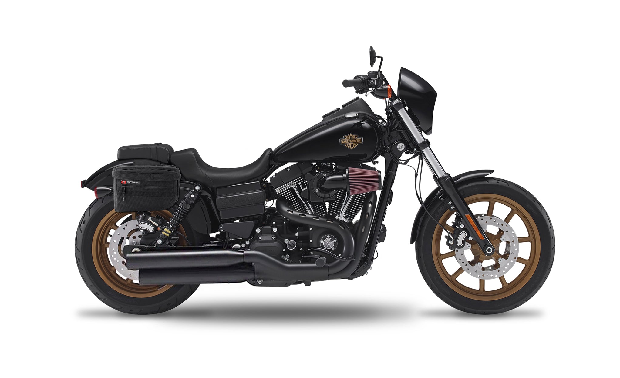 27L - Patriot Large Throw Over Saddlebags for Harley Dyna Low Rider S FXDLS Bag on Bike @expand