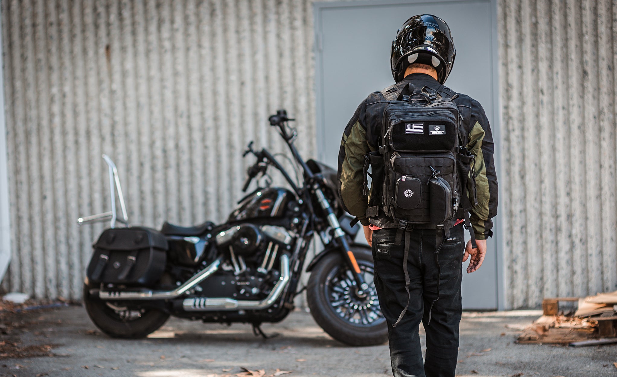 45L - Tactical XL Motorcycle Sissy Bar Backpack for Harley Davidson @expand