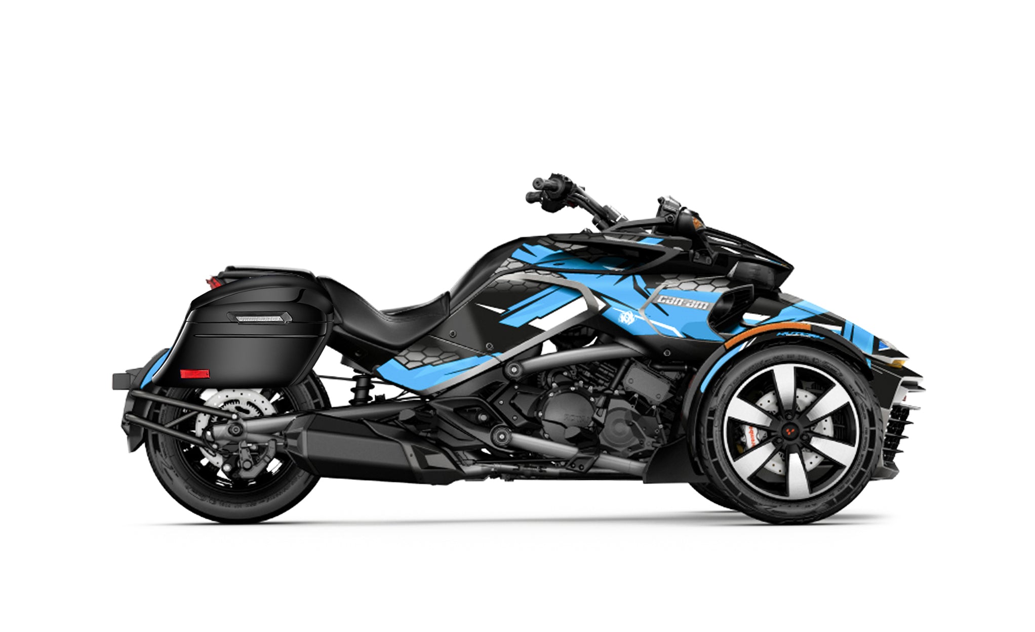 44L - Lamellar Stallion Extra Large CAN AM Spyder F3 Painted Motorcycle Hard Saddlebags Bag on Bike @expand