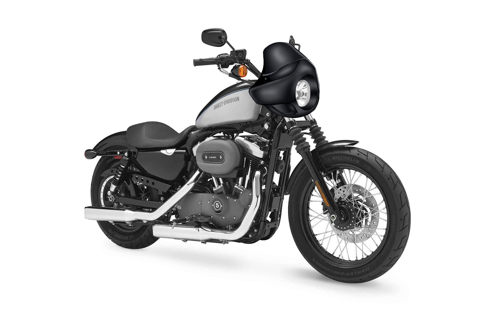 Viking Derby Motorcycle Fairing For Harley Sportster 1200 Nightster XL1200N Gloss Black Fairing on Bike View @expand