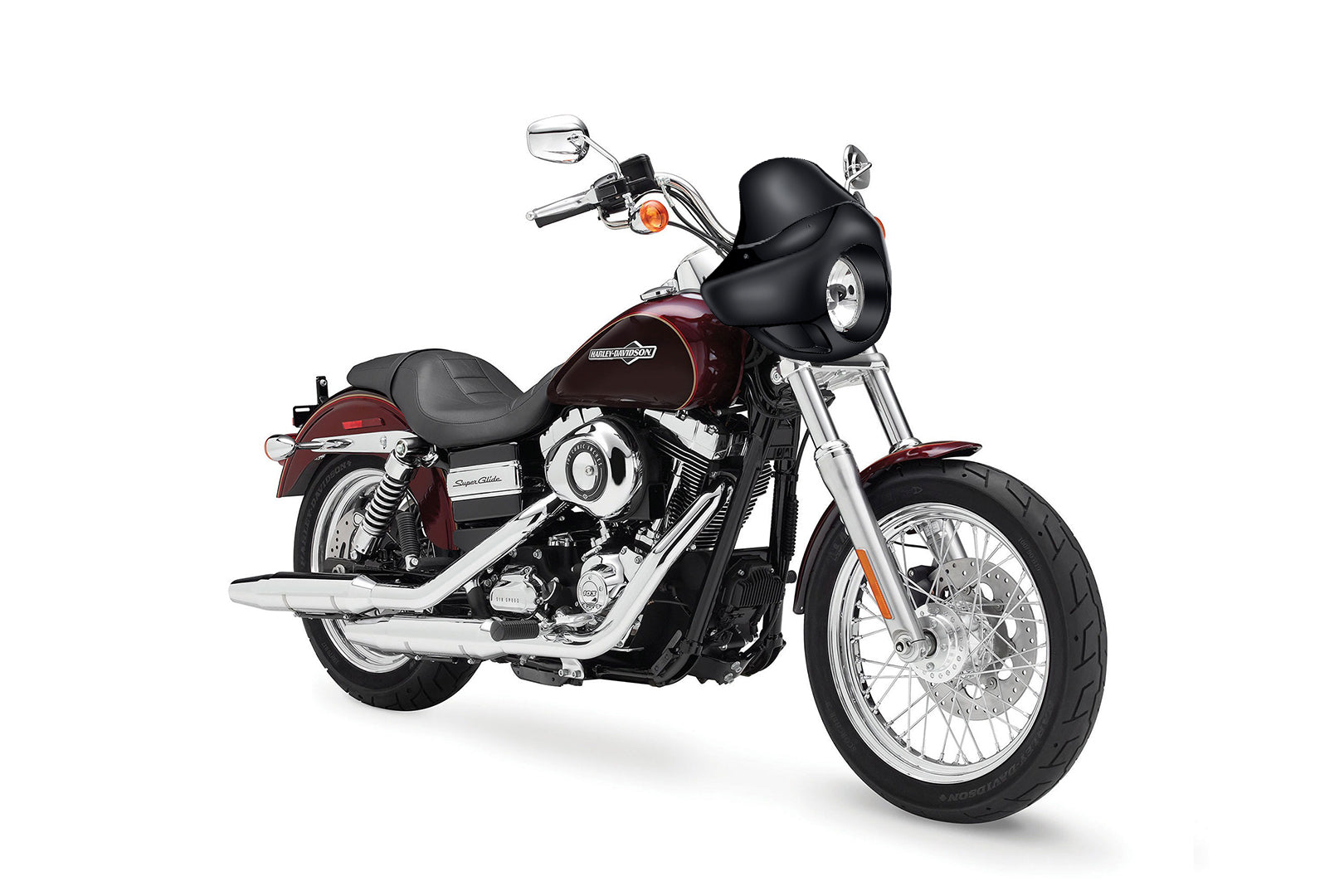 Viking Derby Motorcycle Fairing For Harley Dyna Super Glide FXD Gloss Black Fairing on Bike View @expand