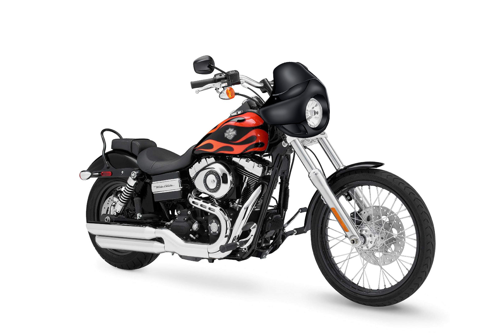 Viking Derby Motorcycle Fairing For Harley Dyna Wide Glide FXDWG Gloss Black Fairing on Bike View @expand