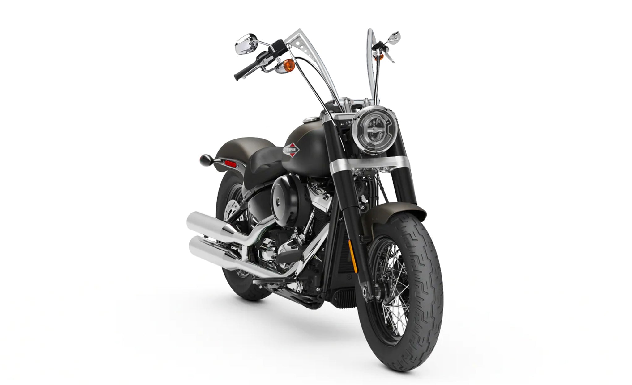 Viking Iron Born 12" Handlebar For Harley Softail Slim FLS Chrome Handlebar on Bike View @expand