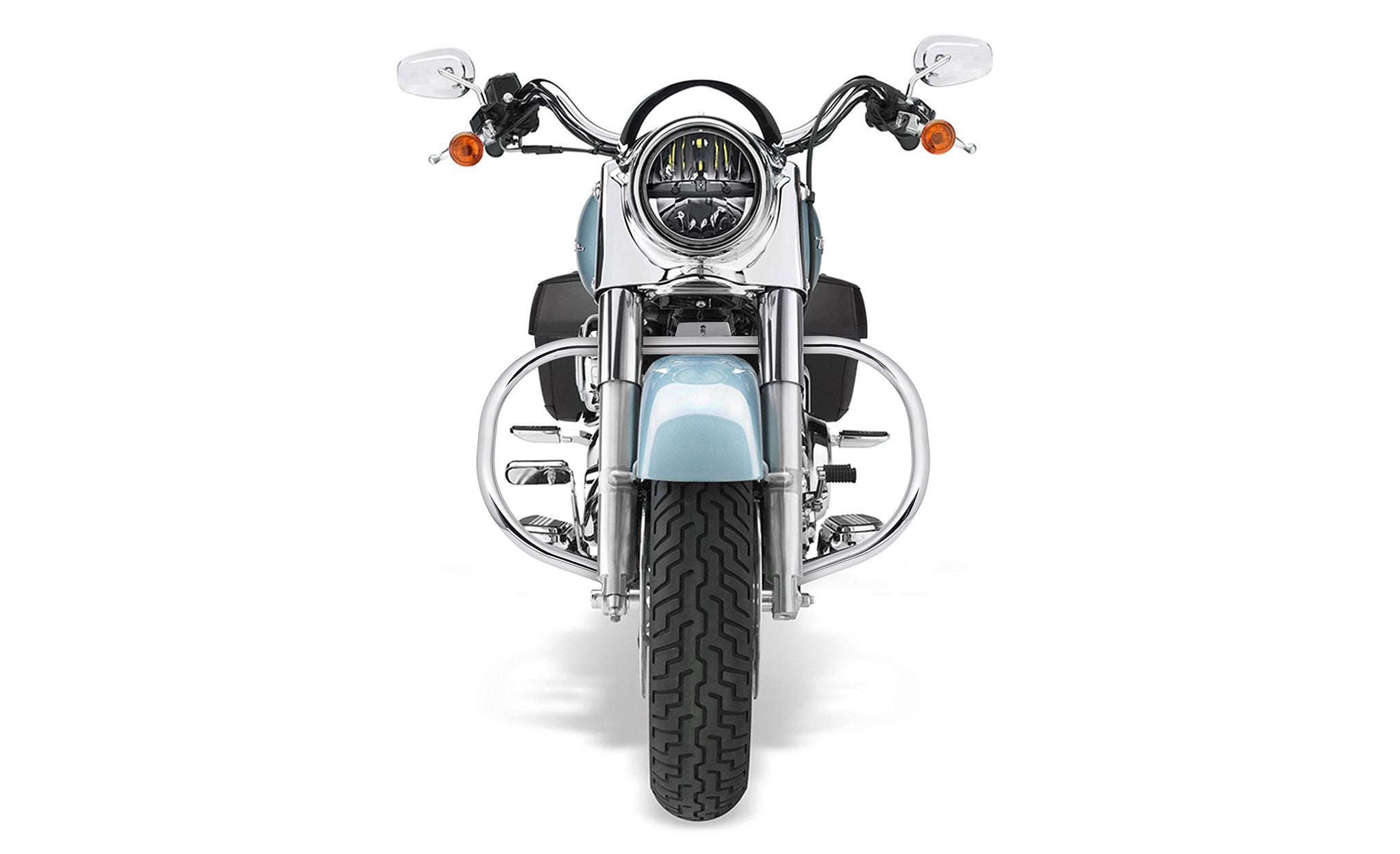 Viking Renegade Crash Bar/ Engine Guard For Harley Softail Slim FLS Chrome Crash Bar on Bike View @expand