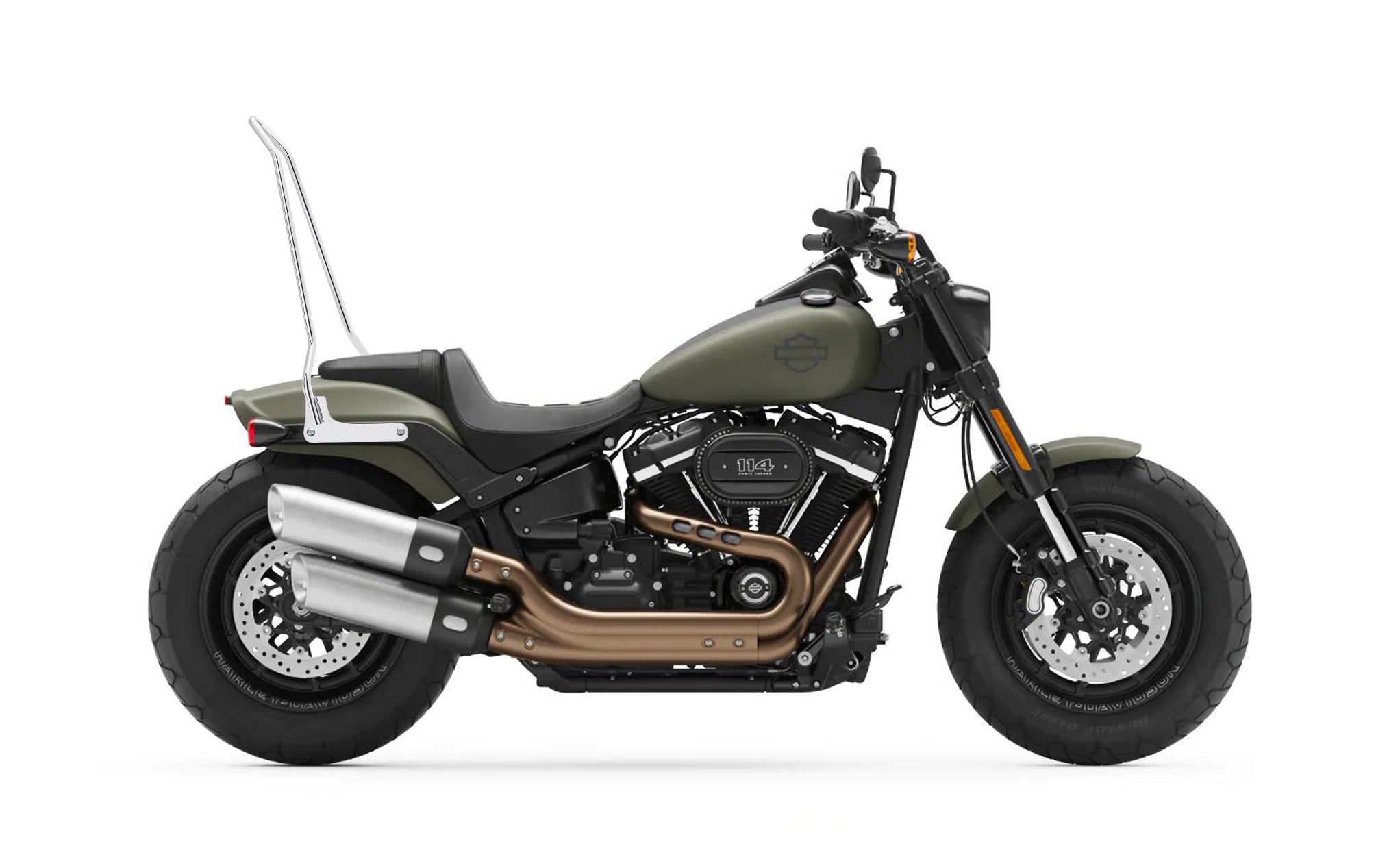 Iron Born Blade 25" Sissy Bar for Harley Softail Fat Bob Chrome Bag on Bike View @expand