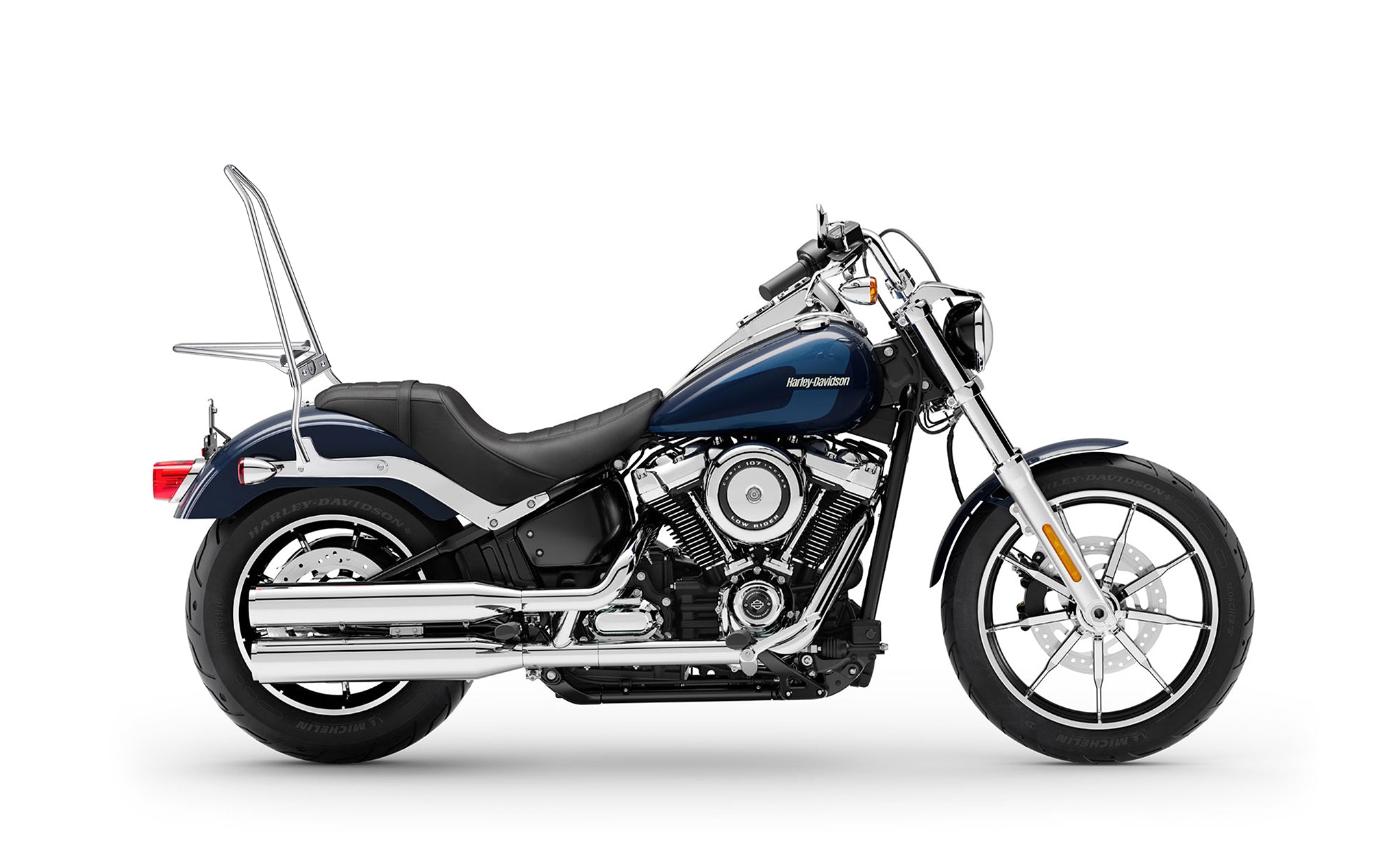Iron Born Blade 25" Sissy Bar w/ Foldable Luggage Rack for Harley Softail Low Rider Chrome Luggage Rack on Bike View @expand