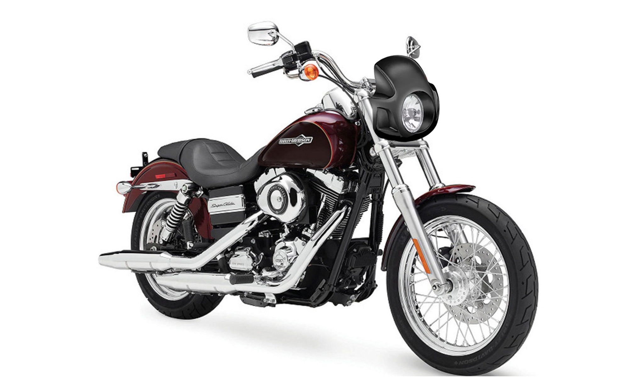 Viking Strider Sport Motorcycle Fairing For Harley Dyna Super Glide Custom FXDC/I Gloss Black Fairing on Bike View @expand