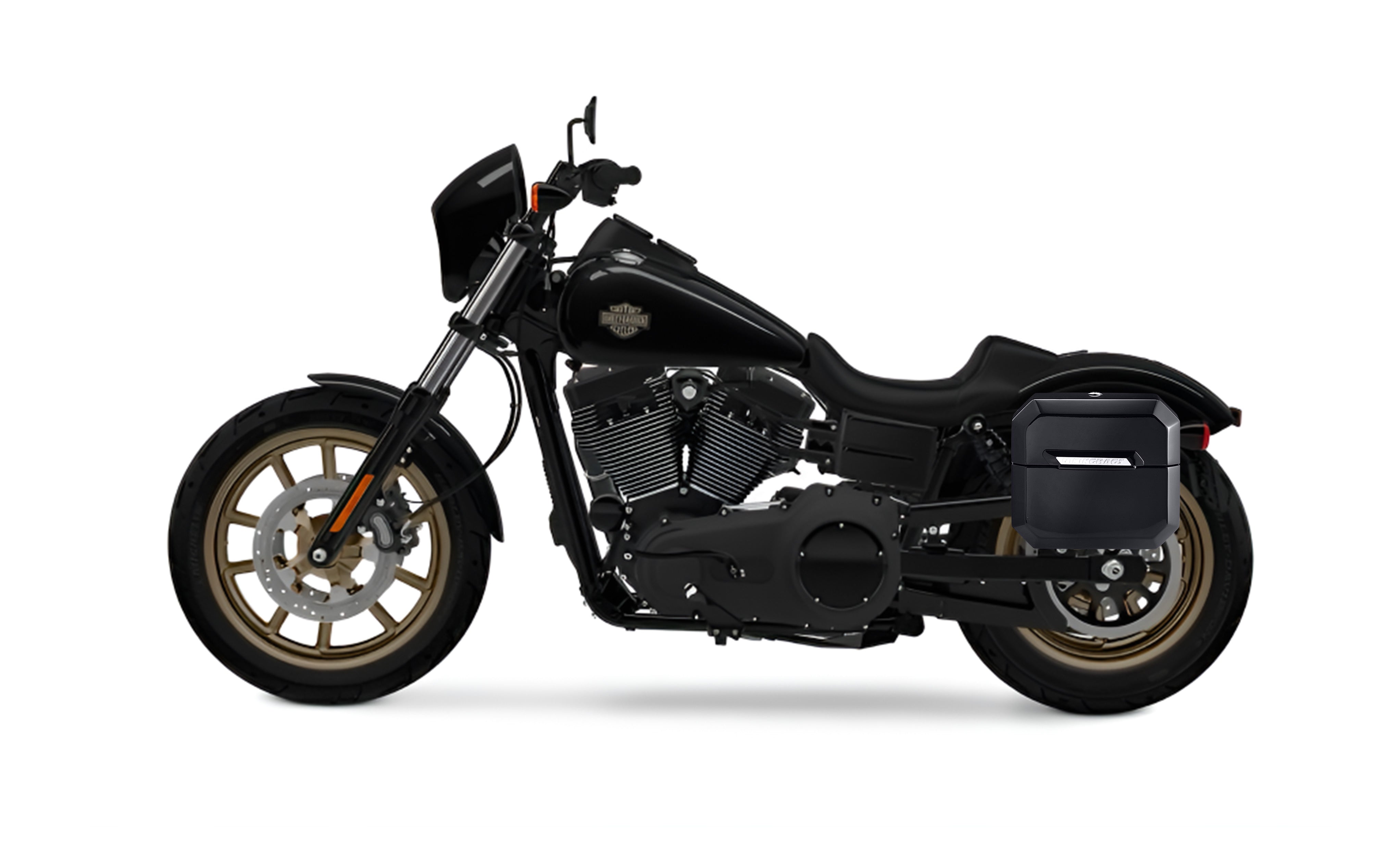 10L - Outlaw Quick-Mount Small Harley Dyna Low Rider S FXDLS Painted Hard Solo Saddlebag (Left Only) Bag on Bike @expand