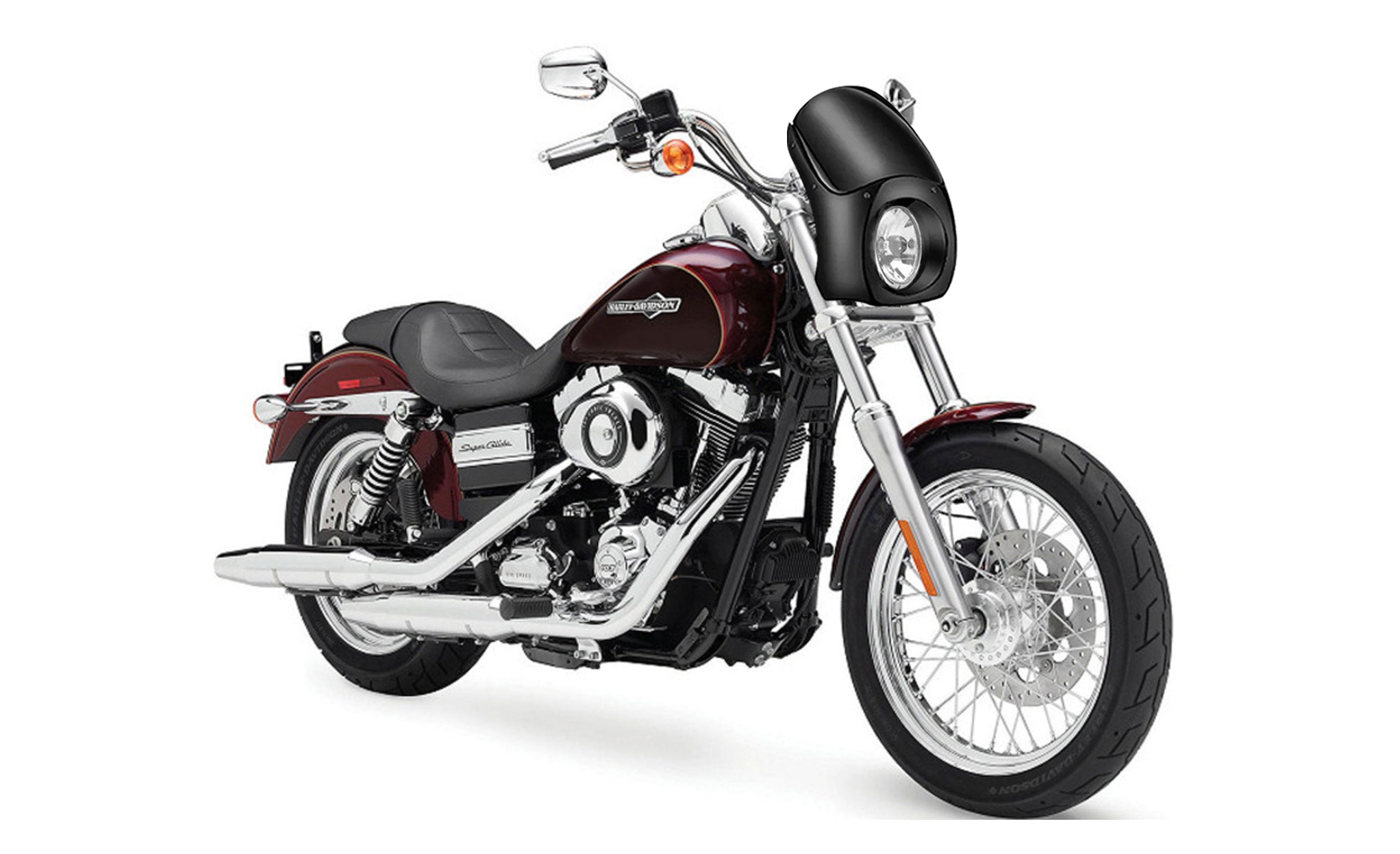 Viking Bronco Motorcycle Fairing For Harley Dyna Super Glide Custom FXDC/I Gloss Black Fairing on Bike View @expand