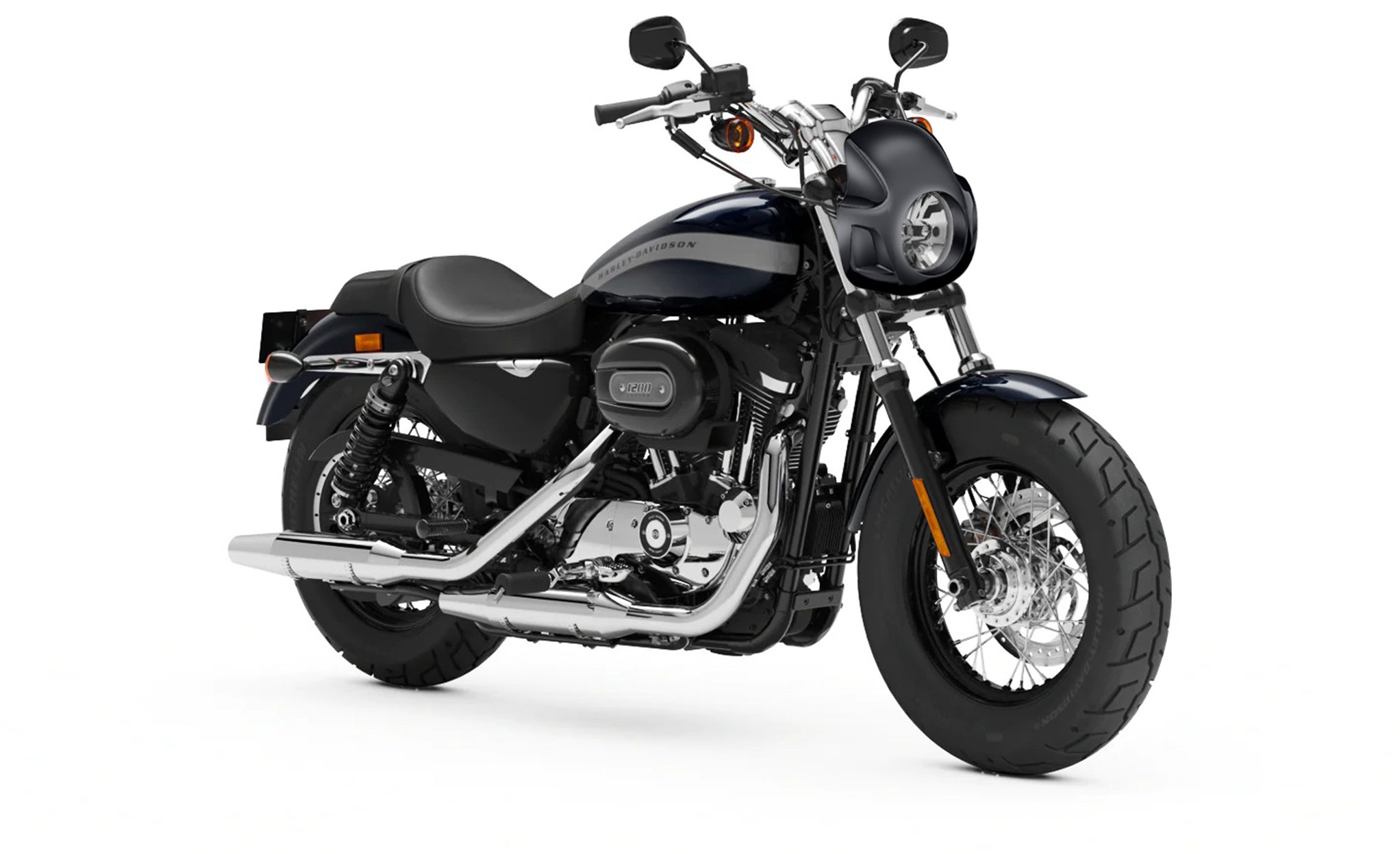 Viking Strider Sport Motorcycle Fairing For Harley Sportster 1200 Custom XL1200C Gloss Black Fairing on Bike View @expand