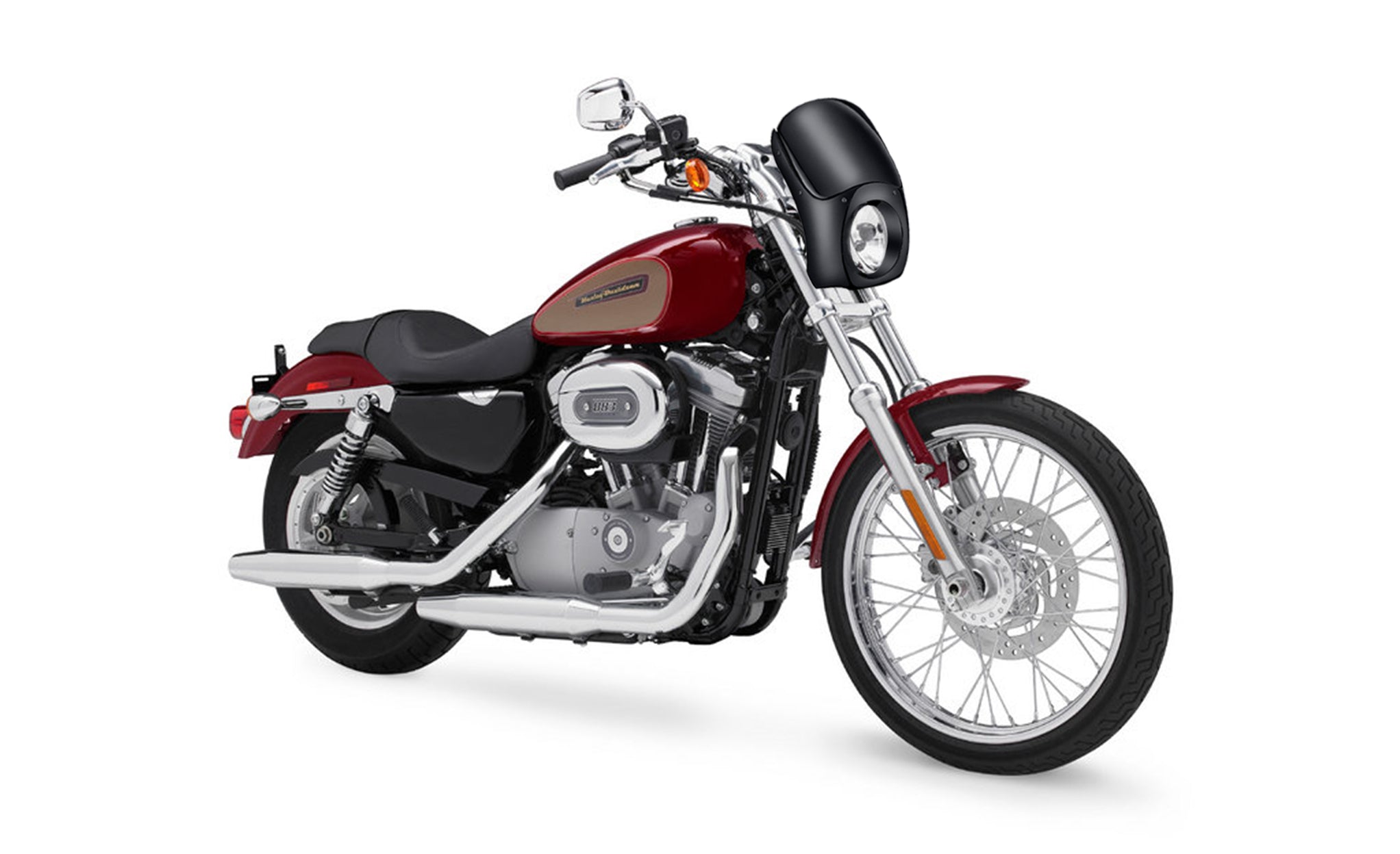 Viking Bronco Motorcycle Fairing For Harley Sportster 883 Custom XL883C Gloss Black Fairing on Bike View @expand