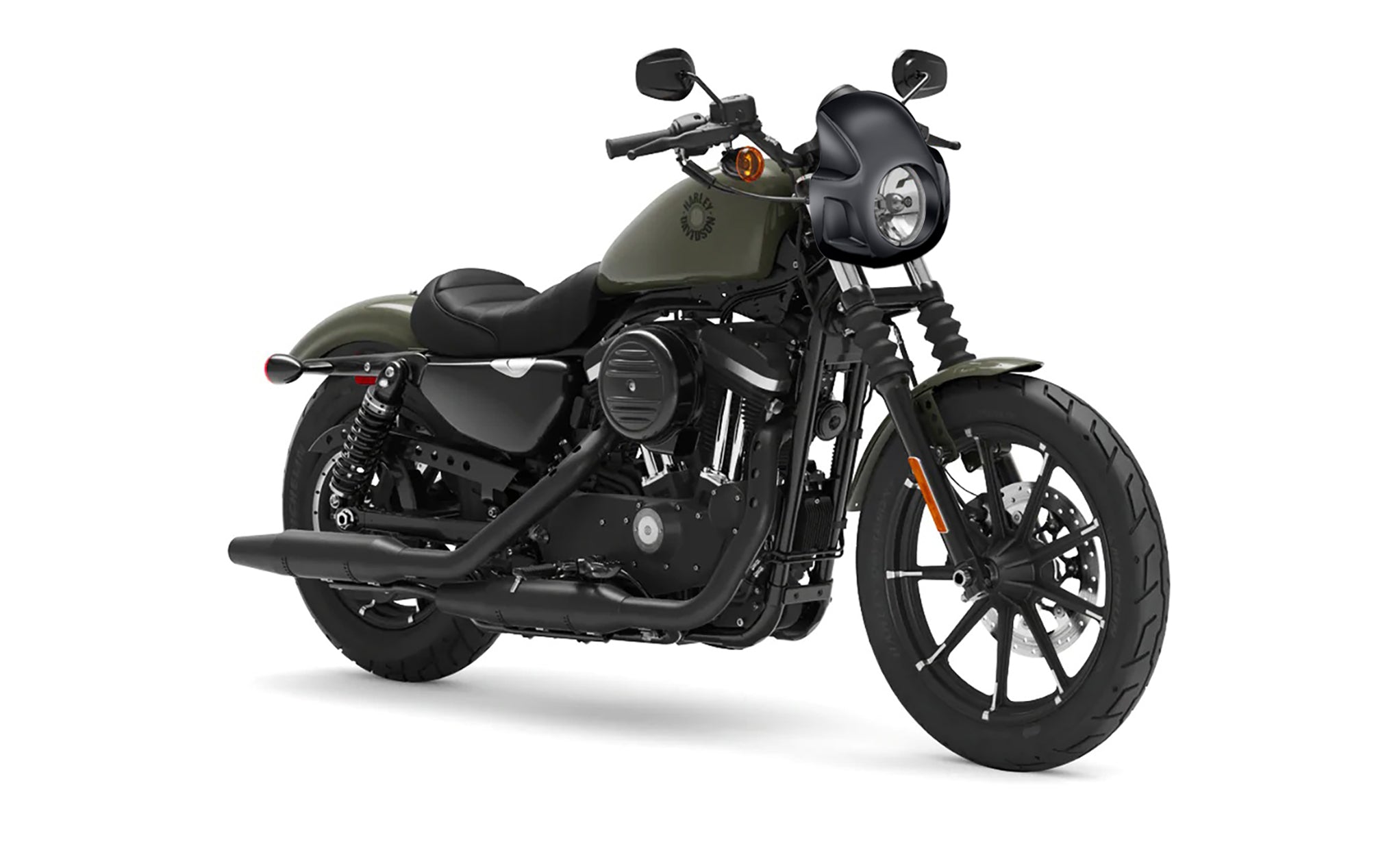 Viking Strider Sport Motorcycle Fairing For Harley Sportster 883 Iron XL883N Gloss Black Fairing on Bike View @expand