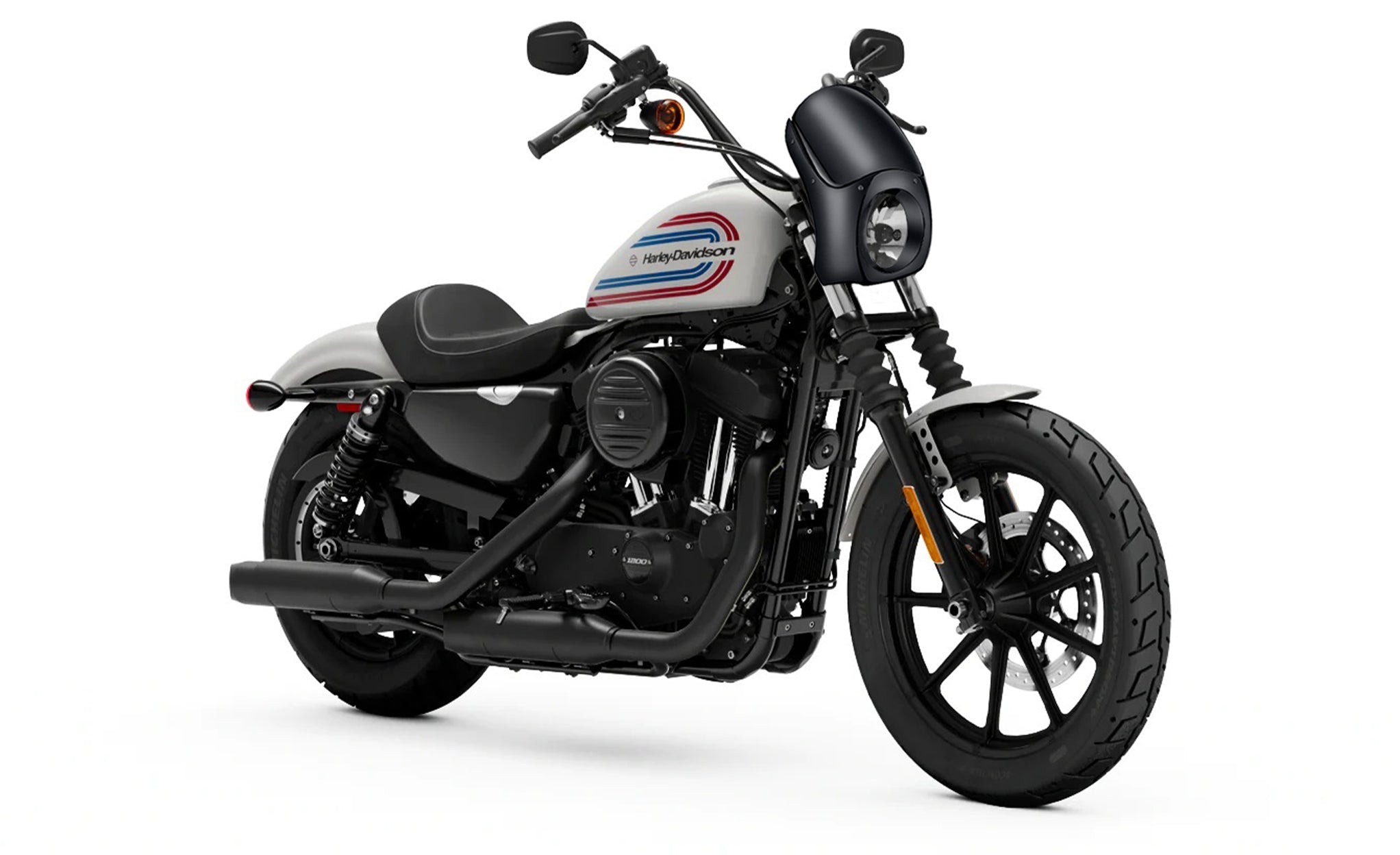 Viking Bronco Motorcycle Fairing For Harley Sportster Iron 1200 Gloss Black Handlebar on Bike View @expand