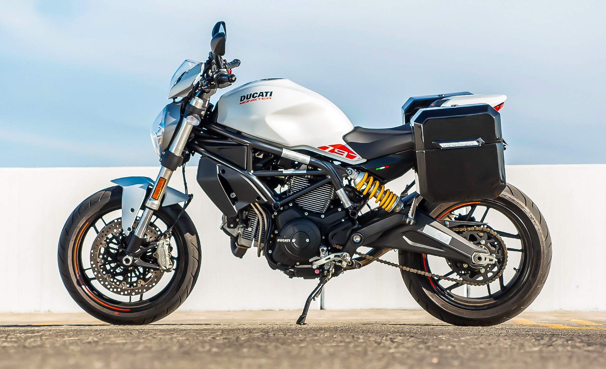 15L - Outlaw Quick Mount Medium Ducati Monster 797 Painted Hard Solo Saddlebag (Left Only) @expand