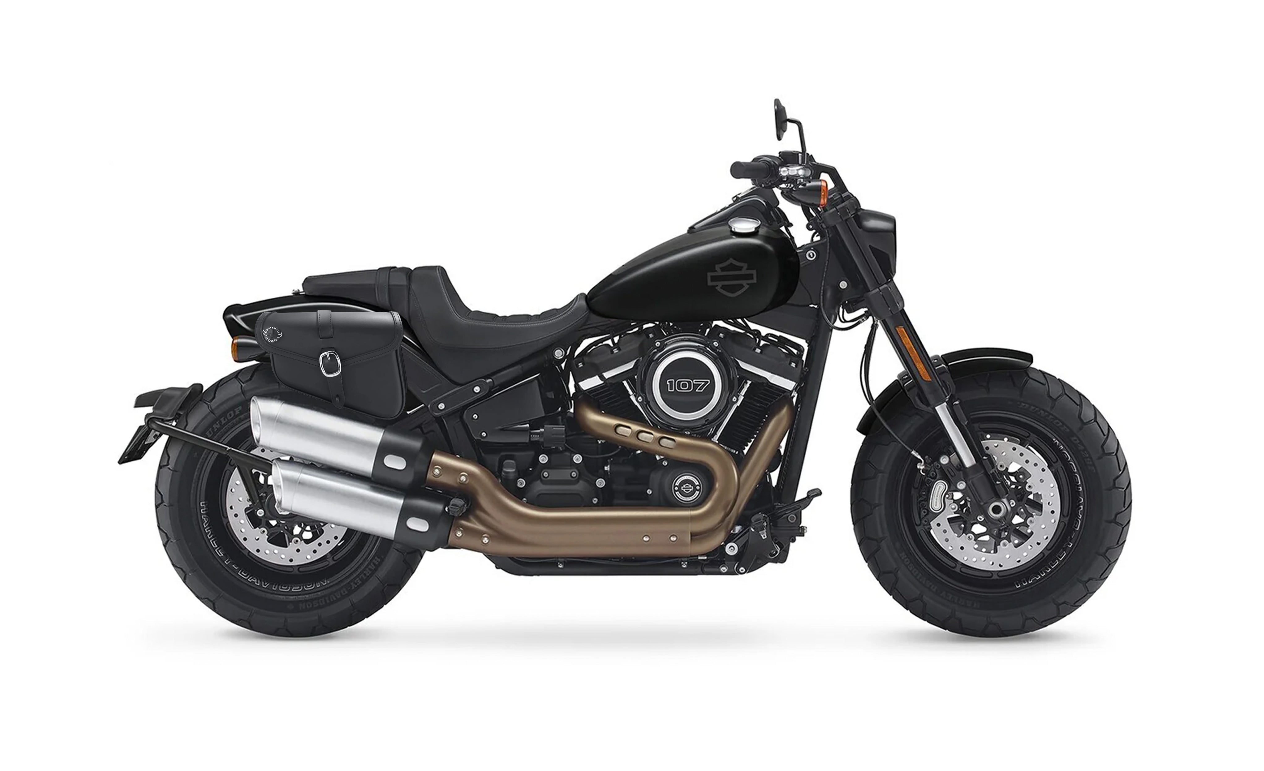 4L - Diablo Plain Leather Motorcycle Right Solo Bag For Harley Softail Fat Bob FXFB/S Bag on Bike @expand