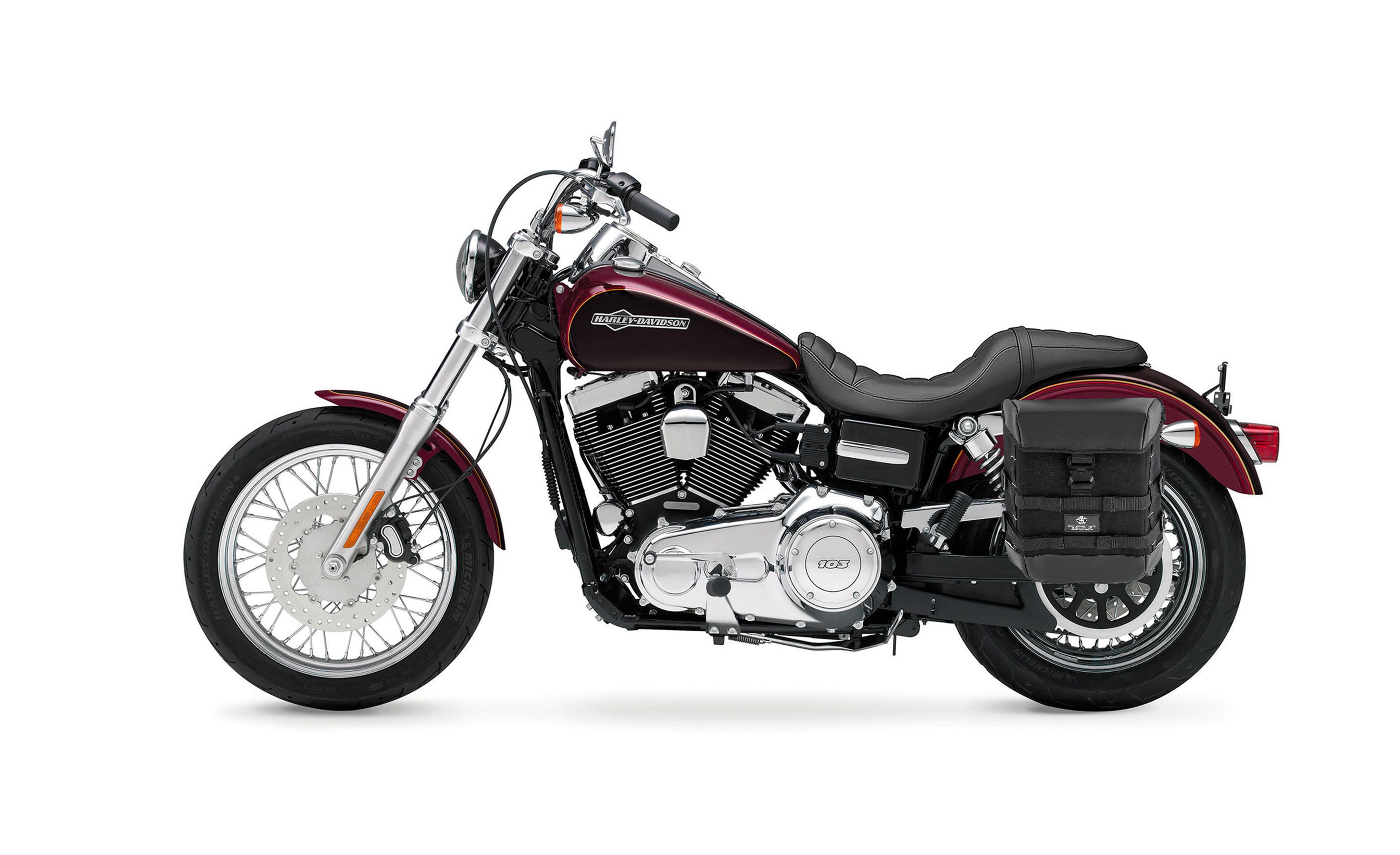 15L - Incognito Quick Mount Medium Solo Saddlebag (Left Only) for Harley Dyna Super Glide FXD/I Bag on Bike @expand