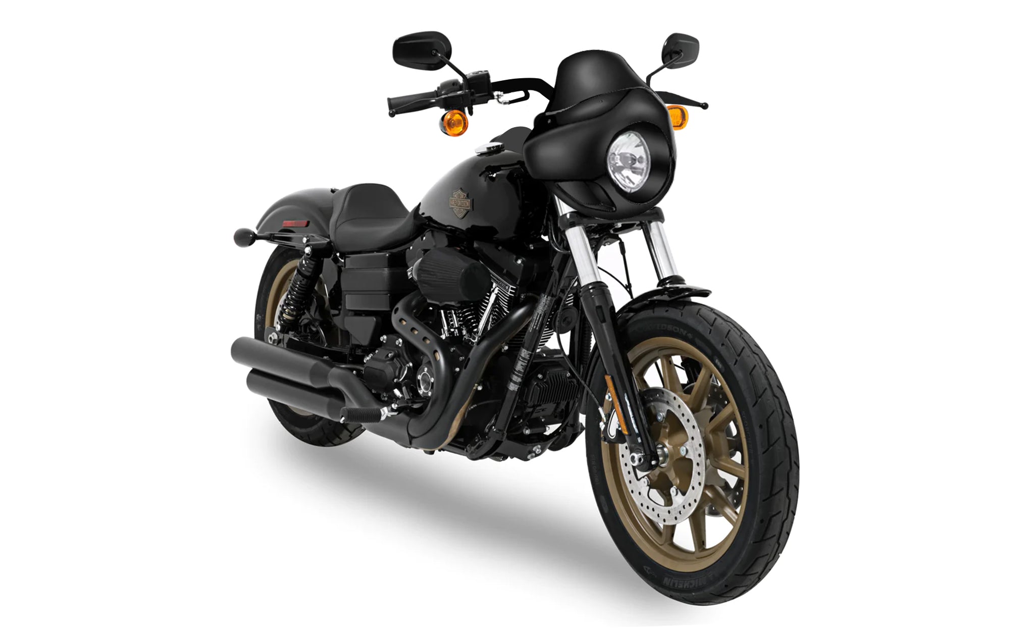 Viking Derby Motorcycle Fairing For Harley Dyna Low Rider S FXDLS Gloss Black Fairing on Bike View @expand