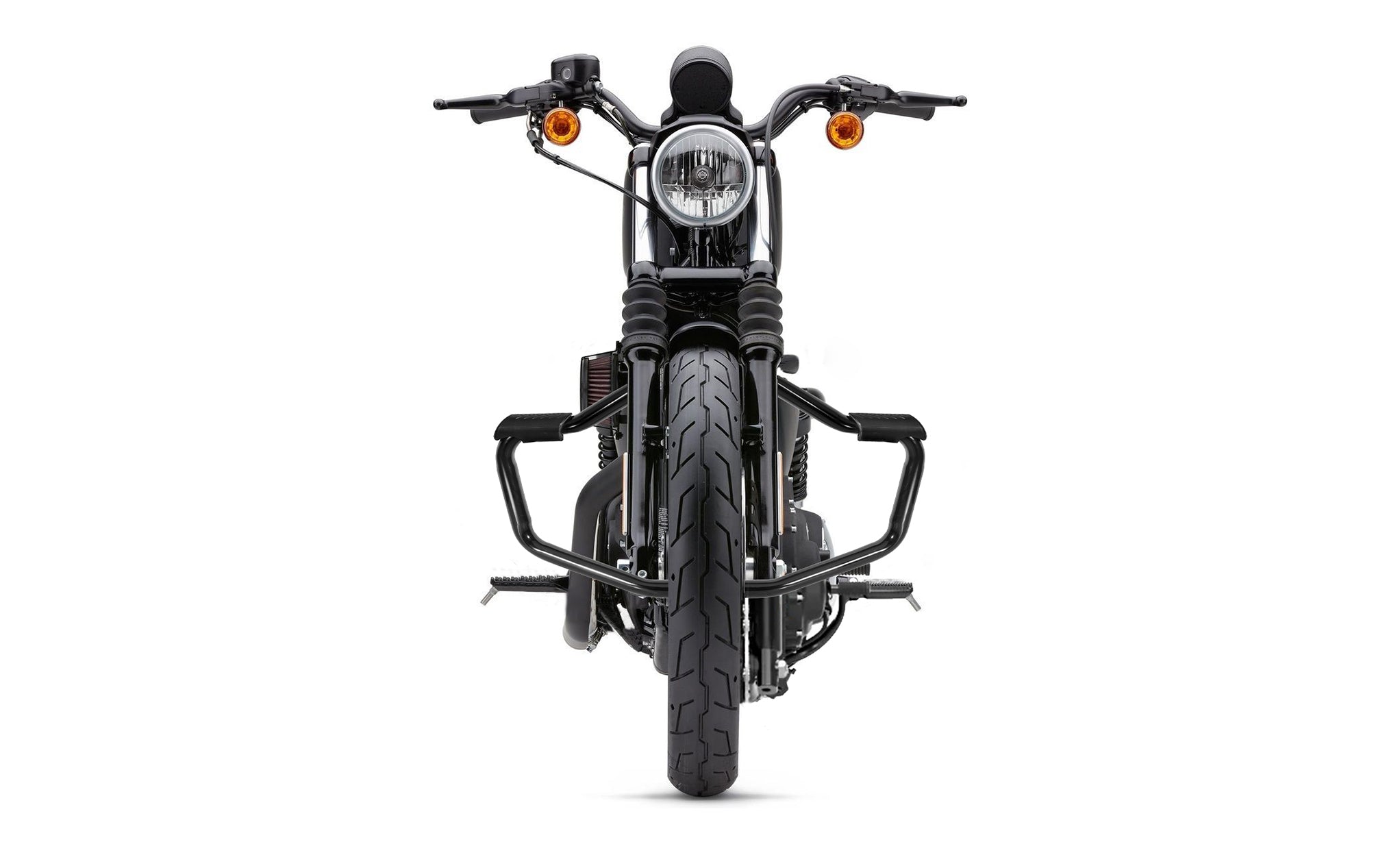 Viking Iron Born Motorcycle Crash Bar/Engine Guard for Harley Sportster 1200 Custom XL1200C Gloss Black Crash Bar on Bike View @expand