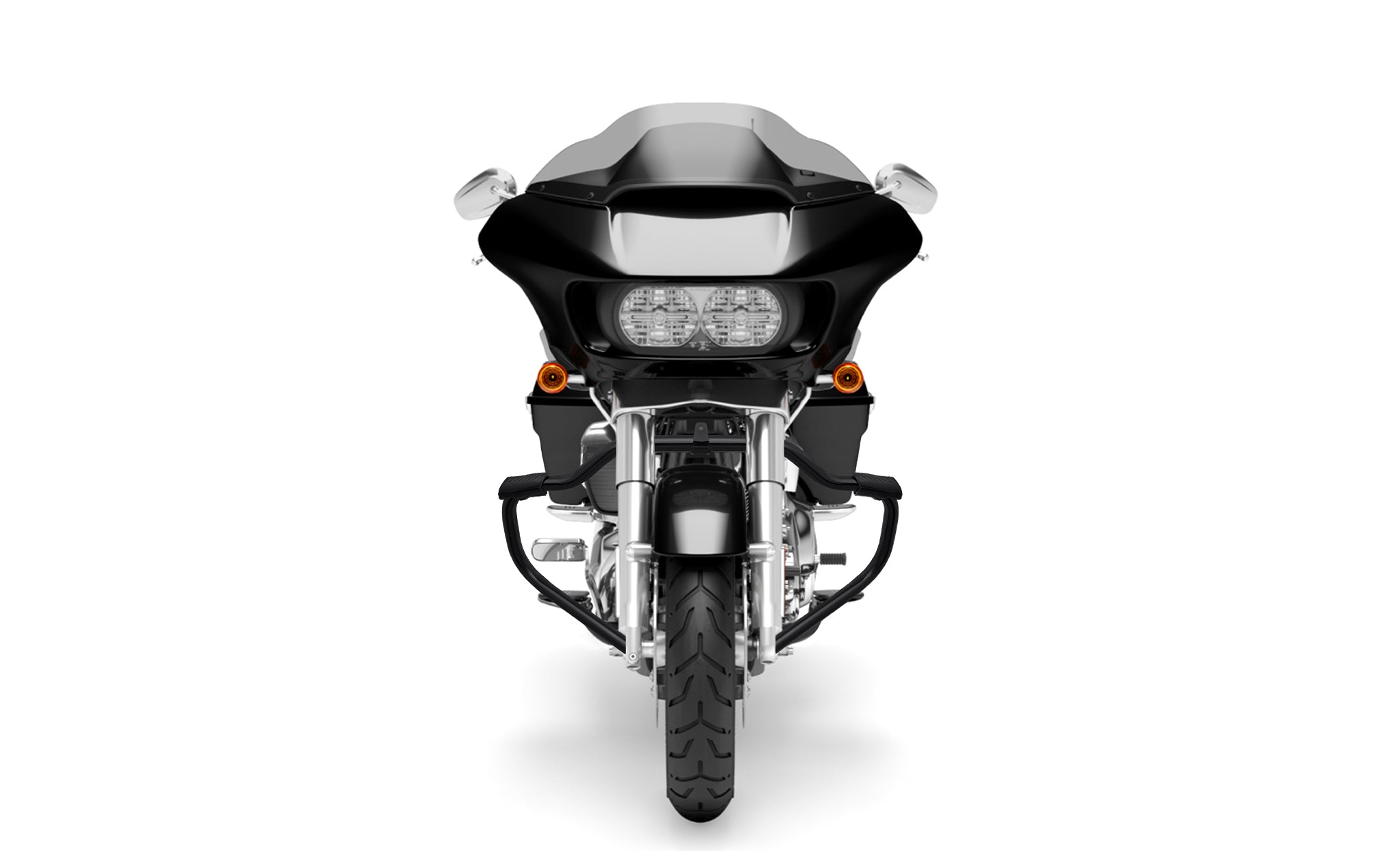 Viking Ironhog Crash Bar/Engine Guard for Harley Road Glide FLTRX (2009-24) Gloss Black Cras Bar on Bike View @expand 