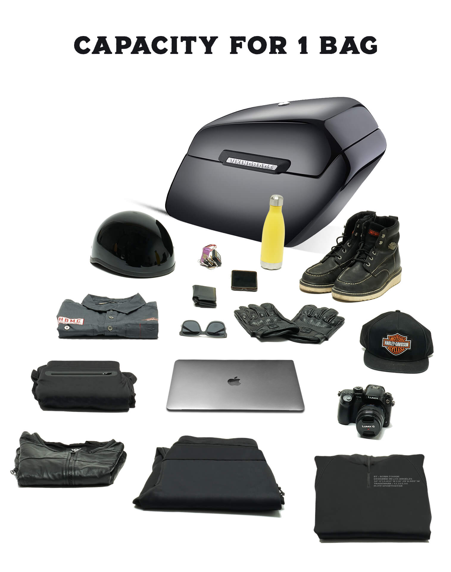 Viking Baldur Extra Large Universal Painted Motorcycle Hard Saddlebags